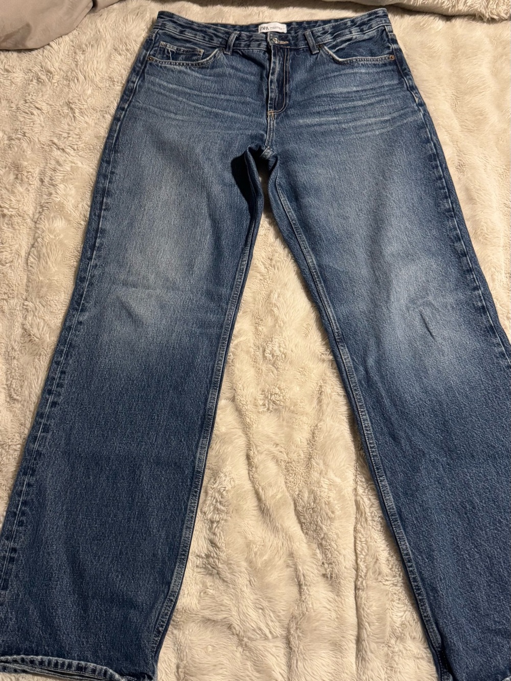 Zara Classic High-Rise Wide-Leg Jeans - Blue size 10/33 inseam